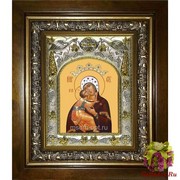Икона освященная &quot;Владимирская икона Божией Матери&quot;, 14x18 см, в деревянном киоте 20x24 см, 20x24 см
