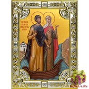 Икона освященная &quot;Петр и Феврония благоверные&quot;, 18x24 см со стразами, 18x24 см