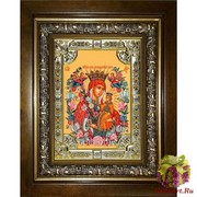 Икона освященная &quot;Неувядаемый цвет икона Божией Матери&quot;, 18x24 см, со стразами, в деревянном киоте 24x30 см, 24x30 см