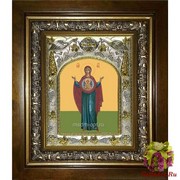 Икона освященная &quot;Знамение икона Божией Матери&quot;, 14x18 см, в деревянном киоте 20x24 см, 20x24 см