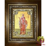 Икона освященная &quot;Ириней Лионский священномученик&quot;, 18x24 см, со стразами, в деревянном киоте 24x30 см, 24x30 см