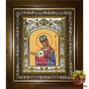 Икона освященная &quot;Иоасаф епископ Белгородский святитель&quot;, 14x18 см, в деревянном киоте 20x24 см, 20x24 см