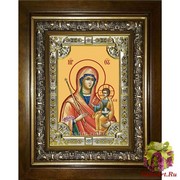 Икона освященная &quot;Минская икона Божией Матери&quot;, 18x24 см, со стразами, в деревянном киоте 24x30 см, 24x30 см