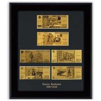 Бона 6 банкнот Рубли Россия сусальное золото Панно в деревянной рамке