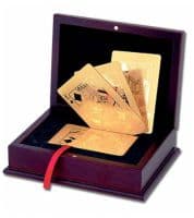 Игральные карты золотые в деревянной коробке