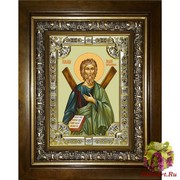 Икона освященная &quot;Андрей Первозванный апостол&quot;, 18x24 см, со стразами, в деревянном киоте 24x30 см, 24x30 см