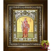 Икона освященная &quot;Ириней Лионский священномученик&quot;, 14x18 см, в деревянном киоте 20x24 см, 20x24 см