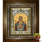 Икона освященная &quot;Знамение икона Божией Матери&quot;, 14x18 см, в деревянном киоте 20x24 см, 20x24 см