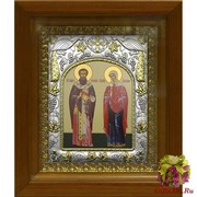 Икона освященная &quot;Киприан и Устина мученики&quot;, в киоте 20x24 см, 20x24 см