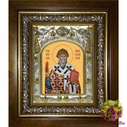 Икона освященная &quot;Спиридон Тримифунтский святитель&quot;, 14x18 см, в деревянном киоте 20x24 см, 20x24 см