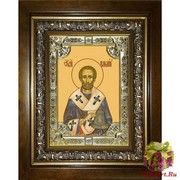 Икона освященная &quot;Павлин Милостивый,епископ Ноланский,святитель&quot;, 18x24 см, со стразами, в деревянном киоте 24x30 см, 24x30 см