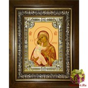 Икона освященная &quot;Владимирская икона Божией Матери&quot;, 18x24 см, со стразами, в деревянном киоте 24x30 см, 24x30 см