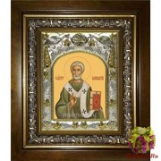 Икона освященная &quot;Януарий священномученик&quot;, 14x18 см, в деревянном киоте 20x24 см, 20x24 см