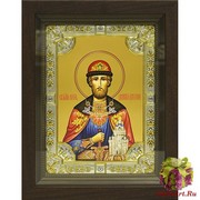 Икона освященная &quot;Димитрий(Дмитрий) Донской благоверный князь&quot;, 18x24 см, со стразами, в деревянном киоте 24x30 см, 24x30 см