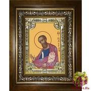 Икона освященная &quot;Павел апостол&quot;, 18x24 см, со стразами, в деревянном киоте 24x30 см, 24x30 см