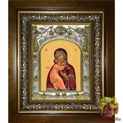 Икона освященная &quot;Владимирская икона Божией Матери&quot;, 14x18 см, в деревянном киоте 20x24 см, 20x24 см