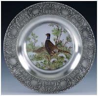 Тарелка настенная Фазан олово, керамика. Artina