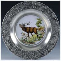 Тарелка настенная Лось олово, керамика. Artina