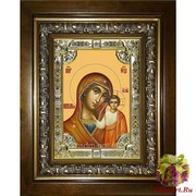 Икона освященная &quot;Казанская икона Божией Матери&quot;, 18x24 см, со стразами, в деревянном киоте 24x30 см, 24x30 см