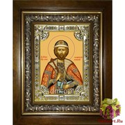 Икона освященная &quot;Игорь Благоверный Великий князь&quot;, 18x24 см, со стразами, в деревянном киоте 24x30 см, 24x30 см