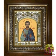 Икона освященная &quot;Трофим апостол от семидесяти&quot;, 14x18 см, в деревянном киоте 20x24 см, 20x24 см