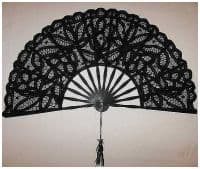 Веер чёрный кружевной на подложке, размер 27 х 52