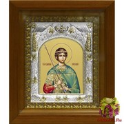 Икона освященная &quot;Дмитрий(Димитрий) Солунский великомученик&quot;, 14x18 см, в деревянном киоте 20x24 см, 20x24 см