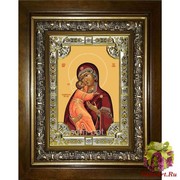 Икона освященная &quot;Владимирская икона Божией Матери&quot;, 18x24 см, со стразами, в деревянном киоте 24x30 см, 24x30 см