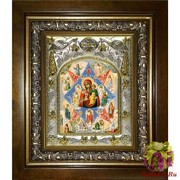 Икона освященная &quot;Неопалимая Купина икона Божией Матери&quot;, 14x18 см, в деревянном киоте 20x24 см, 20x24 см