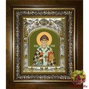 Икона освященная &quot;Спиридон Тримифунтский святитель&quot;, 14x18 см, в деревянном киоте 20x24 см, 20x24 см