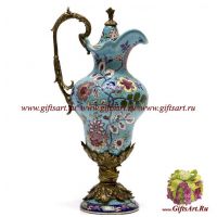 Кувшин. Фарфор и бронза. Декор Бирюзовая поляна. Ручная работа. Высота 33 см