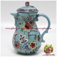 Кувшин. Фарфор и бронза. Декор Бирюзовая поляна. Ручная работа. Высота 23 см