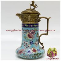 Кувшин. Фарфор и бронза. Декор Бирюзовая поляна. Ручная работа. Высота 29 см