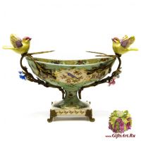 Чаша декоративная. Фарфор и бронза. Декор Gartenpalais. Ручная работа. Высота 44 см