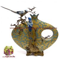 Ваза Синие птицы. Фарфор и бронза. Коллекция Небесные гирлянды. Ручная работа. Высота 44 см