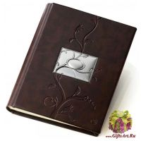 Фотоальбом кожаный с серебренной вставкой Древо познания. Размер 30 x 23 см Италия