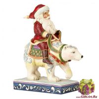 Санта Клаус на белом медведе! Подарок на Новый год. 18 см Jim Shore