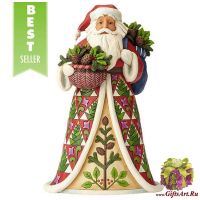 Санта Клаус с кедровыми шишками и корзиной. Подарок на Новый год. 30 см Jim Shore
