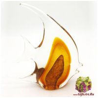 Морская рыбка янтарно-прозрачная. Стеклянная фигурка в стиле Мурано. 22 см