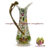 Кувшин. Фарфор и бронза. Декор Медовая поляна. Ручная работа. Высота 23 см