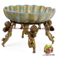 Блюдо большое. Фарфор и бронза. Ручная работа. Коллекция Небесные гирлянды. Диаметр 39 см