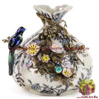 Ваза с птичкой. Фарфор и бронза. Декор Утро в Шенонсо. Ручная работа. 28 см