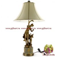 Лампа Грация со свирелью и ангелом. Фарфор и бронза. Коллекция Небесные гирлянды. 89 см