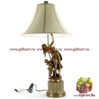 Лампа Грация с лирой и ангелом. Фарфор и бронза. Коллекция Небесные гирлянды. 89 см