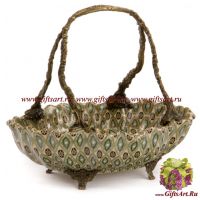 Корзинка. Фарфор и бронза. Декор Медичи. Ручная работа. 21 см