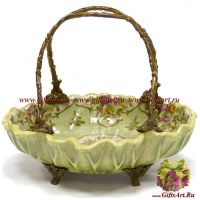 Корзинка. Фарфор и бронза. Декор Сказочный сад. Ручная работа. 21 см