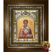 Икона освященная &quot;Мирон Чудотворец, епископ Критский, святитель&quot;, 14x18 см, в деревянном киоте 20x24 см, 20x24 см