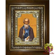 Икона освященная &quot;Сергий (Сергей) Радонежский преподобный&quot;, 18x24 см, со стразами, в деревянном киоте 24x30 см, 24x30 см