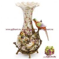 Ваза с птичкой. Фарфор и бронза. Декор Мавританский сад 2. Ручная работа. 32 см