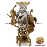 Ваза Павлины. Фарфор и бронза. Декор Утро в Шенонсо. Ручная работа. Высота 47 см
